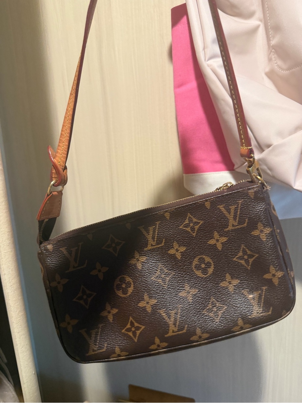 Louis Vuitton Brown Monogram Mini Shoulder Bag with Tan Strap